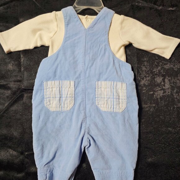 Tommy Hilfiger Baby 2-Piece Corduroy Overall Set – Blue & Cream – 0–3 Months - Picture 2 of 3